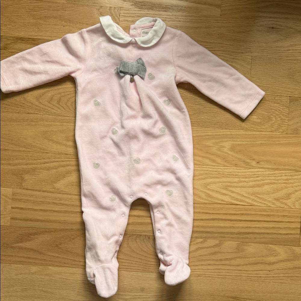 Mayoral Light Pink Baby Footie with Collar